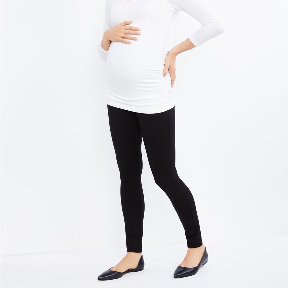 Full panel Black Ponte knit maternity pants